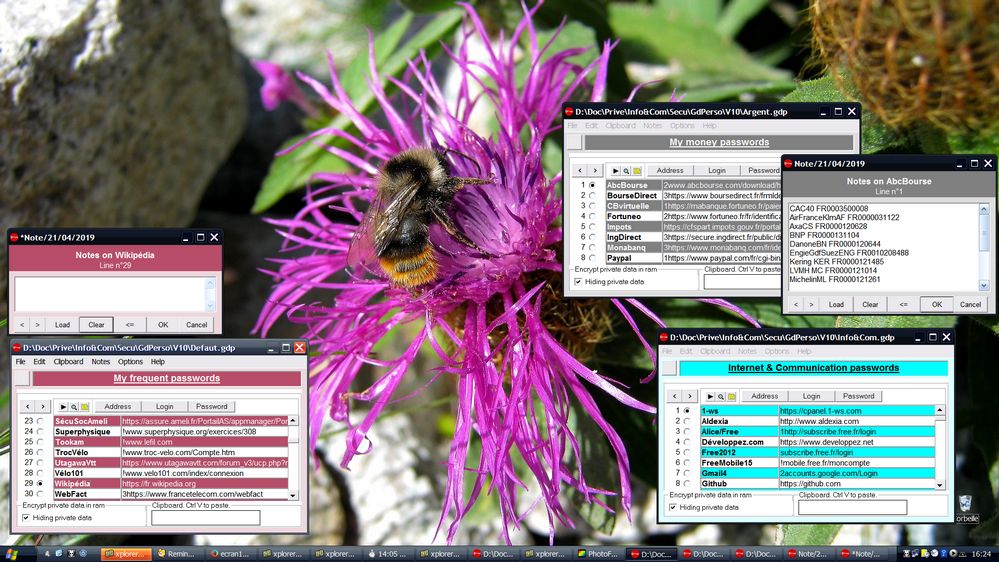 GDPerso example, password and private notes and information manager