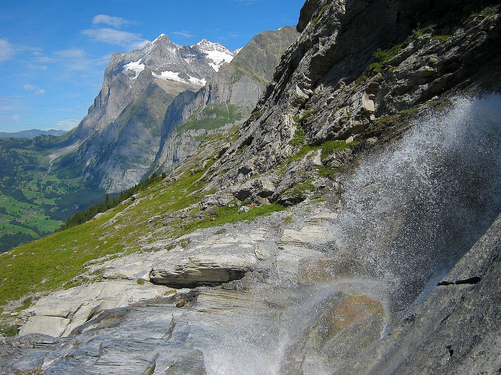 view to the wetterhorn from the foot of the eiger